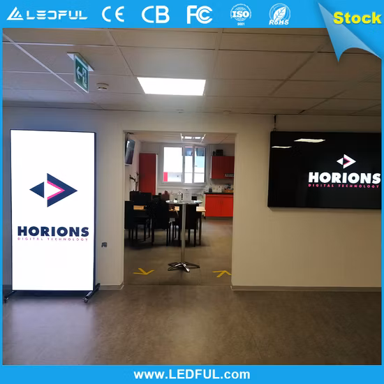  auf Lager!  Tragbares, freistehendes, bewegliches P2,5 P2 P1,8 HD-Werbedisplay mit vollfarbigem LED-Digital-Plakatbildschirm für den Innenbereich mit Aluminiumrahmen